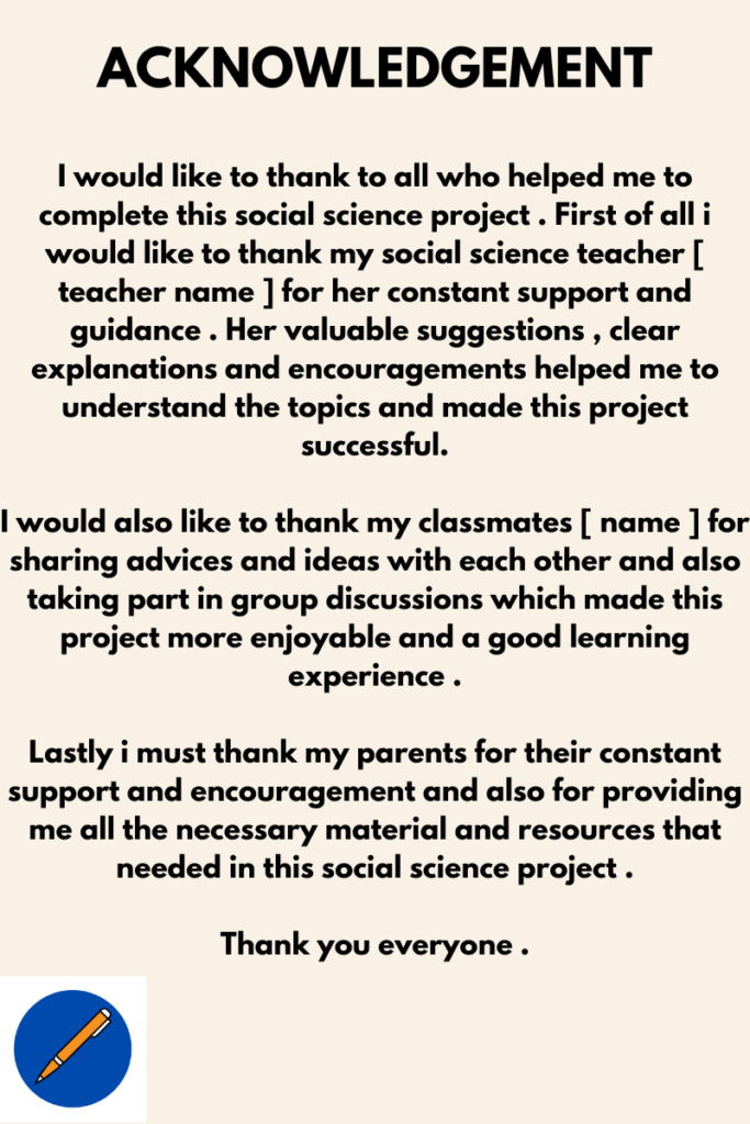 acknowledgement for social science project