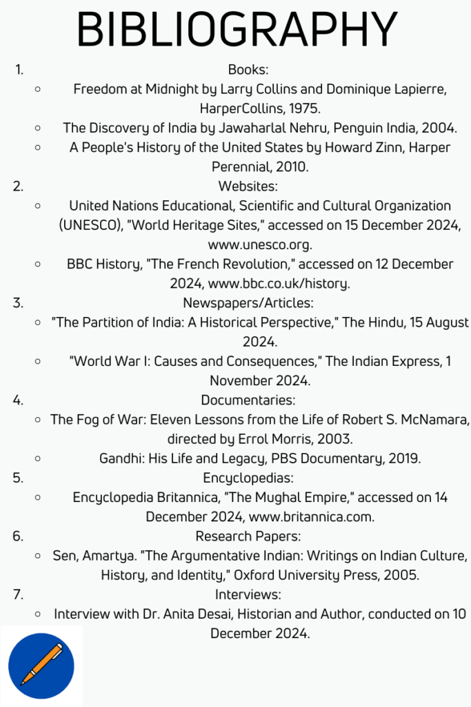 bibliography for history project