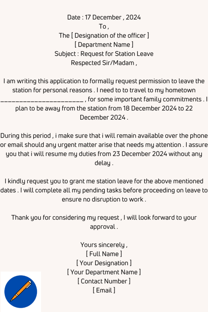 Station Leave Application for Government Employees